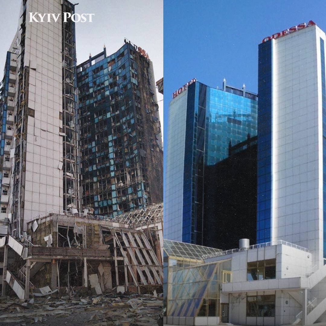 تصویر هتل اودسا قبل و بعد از حمله روسیه/عکس